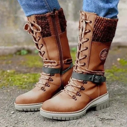 🎁Limited Deal: Stiefelette mit Keilabsatz & Strick-Detail
