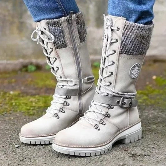 🎁Limited Deal: Stiefelette mit Keilabsatz & Strick-Detail