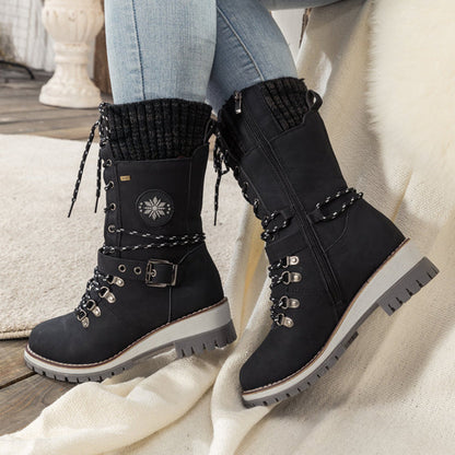 🎁Limited Deal: Stiefelette mit Keilabsatz & Strick-Detail