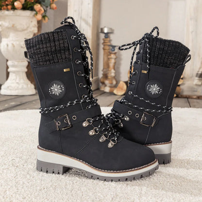 🎁Limited Deal: Stiefelette mit Keilabsatz & Strick-Detail