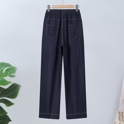 Hose mit geradem Bein und hoher Taille und Kordelzug