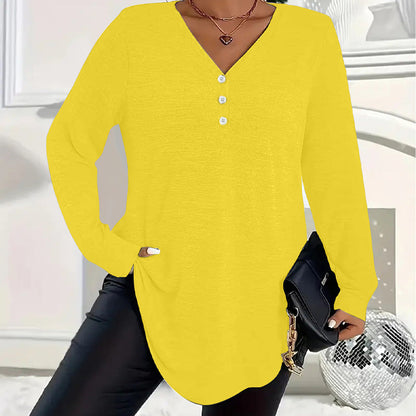 Kurzarm-Shirt für Damen mit Knopfleiste und V-Ausschnitt