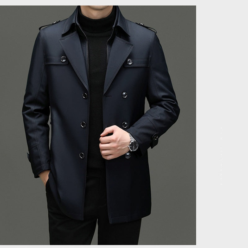 🔥Black-Friday-Mega-Angebot – 50 % Rabatt!🔥Mittellanger Trenchcoat für Herren mit herausnehmbarem Innenfutter