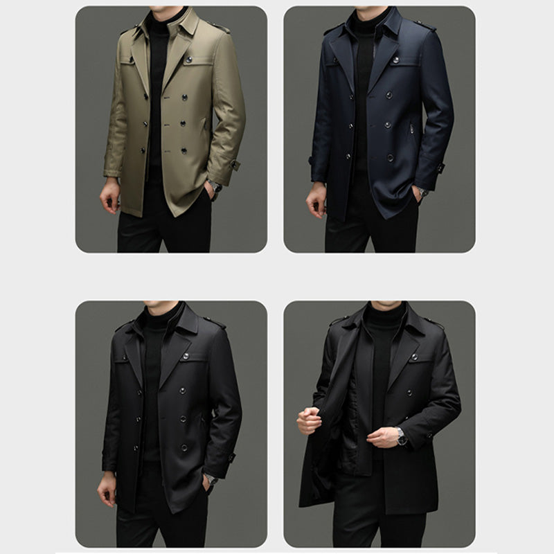 🔥Black-Friday-Mega-Angebot – 50 % Rabatt!🔥Mittellanger Trenchcoat für Herren mit herausnehmbarem Innenfutter