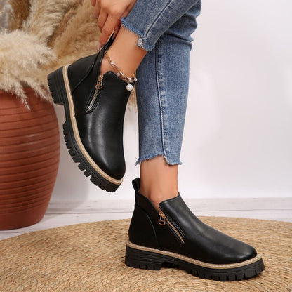 🔥Modische schwarze Stiefeletten aus PU-Leder für Damen