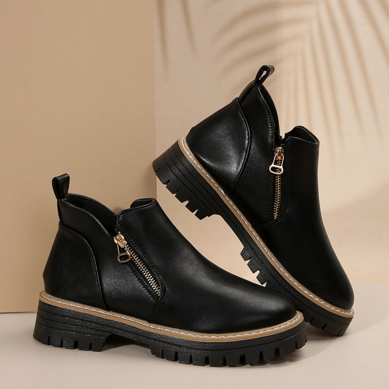 🔥Modische schwarze Stiefeletten aus PU-Leder für Damen