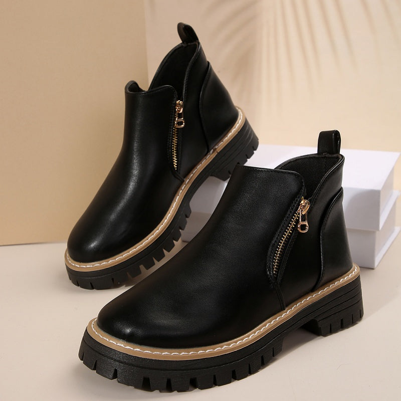 🔥Modische schwarze Stiefeletten aus PU-Leder für Damen