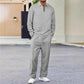 Herren Waffelstrick-Set: Sweatshirt & Hose mit geradem Bein