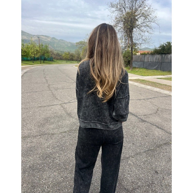 Set mit Vintage-Waschung – Cropped Hoodie und Hose