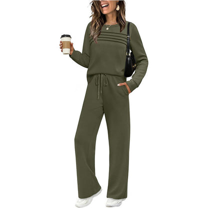 🍂✨Set für Damen mit Rundhals-Top und Kordelzughose⏰Zeitlich begrenzter Verkauf – 50 % RABATT🔥