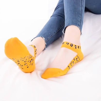 Ultradünne Mesh-Socken mit Leopardenmuster
