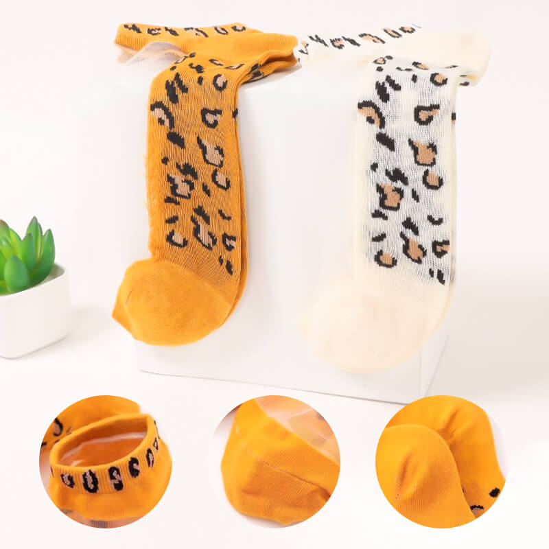 Ultradünne Mesh-Socken mit Leopardenmuster