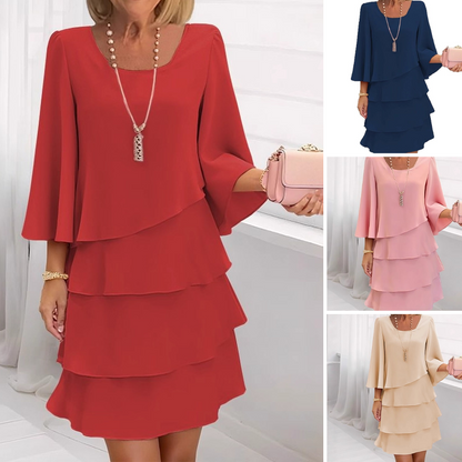 👗✨ Damen Kleid mit Rundhalsausschnitt – Locker & Figurbetont, Elegantes Design