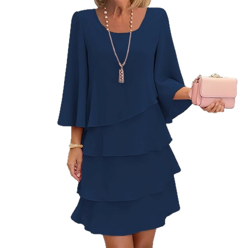 👗✨ Damen Kleid mit Rundhalsausschnitt – Locker & Figurbetont, Elegantes Design