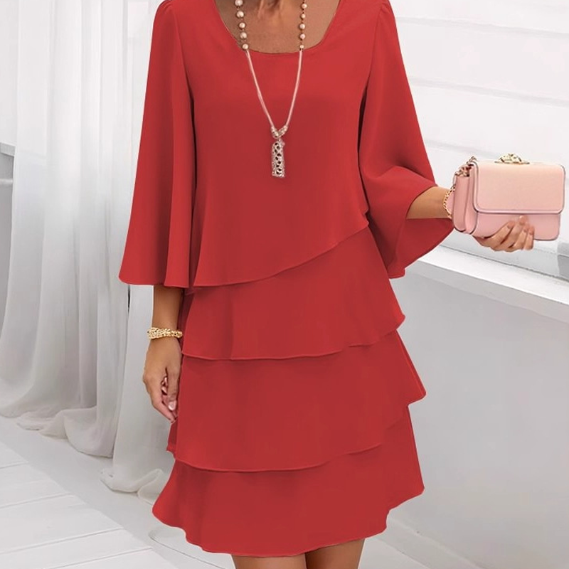 👗✨ Damen Kleid mit Rundhalsausschnitt – Locker & Figurbetont, Elegantes Design