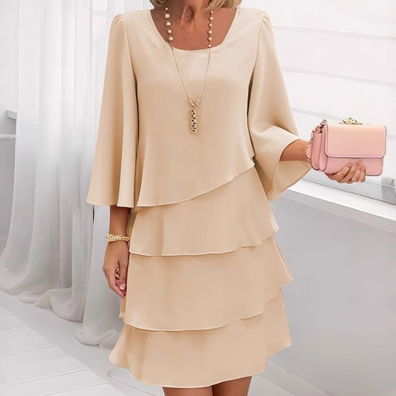 👗✨ Damen Kleid mit Rundhalsausschnitt – Locker & Figurbetont, Elegantes Design