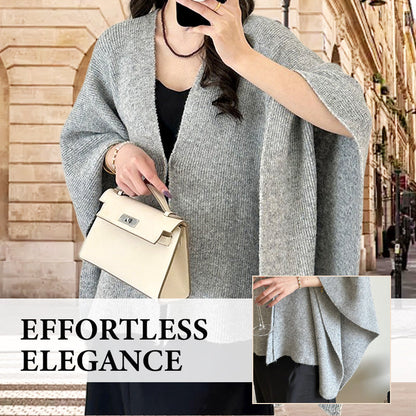 ✨ Damen Elegante Strick-Cardigan-Cape · Warme Modische Strickjacke mit Cape-Design