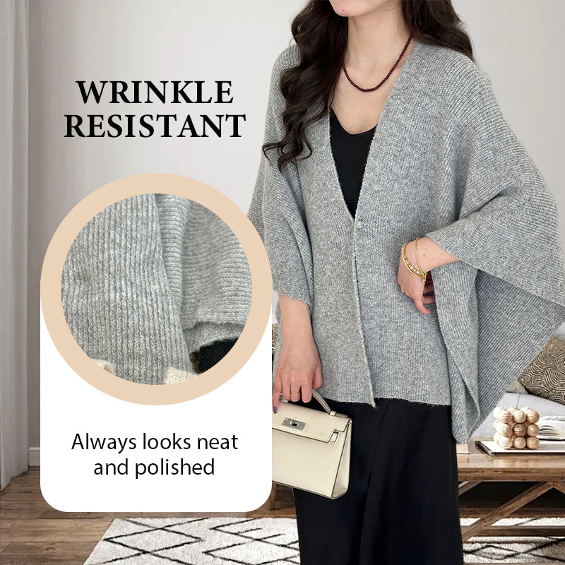 ✨ Damen Elegante Strick-Cardigan-Cape · Warme Modische Strickjacke mit Cape-Design