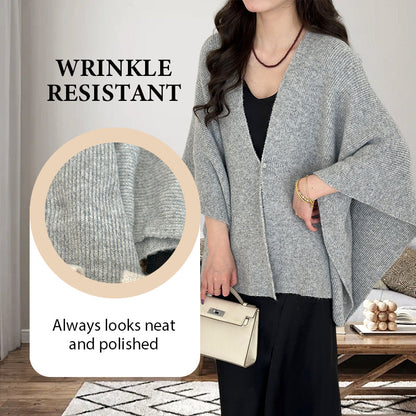 ✨ Damen Elegante Strick-Cardigan-Cape · Warme Modische Strickjacke mit Cape-Design