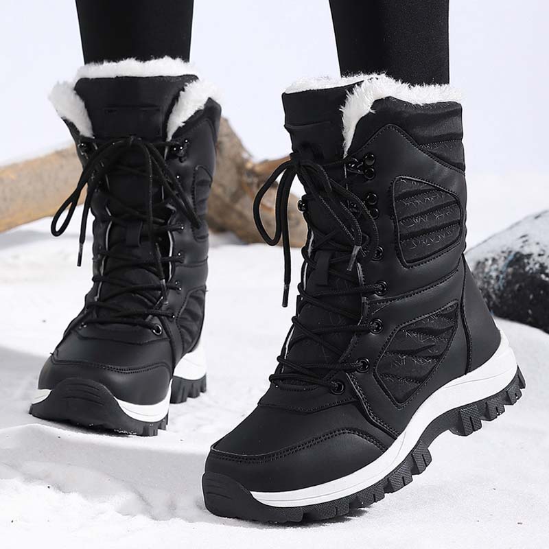Warme, knöchelhohe Schneestiefel zum Schnüren für Damen