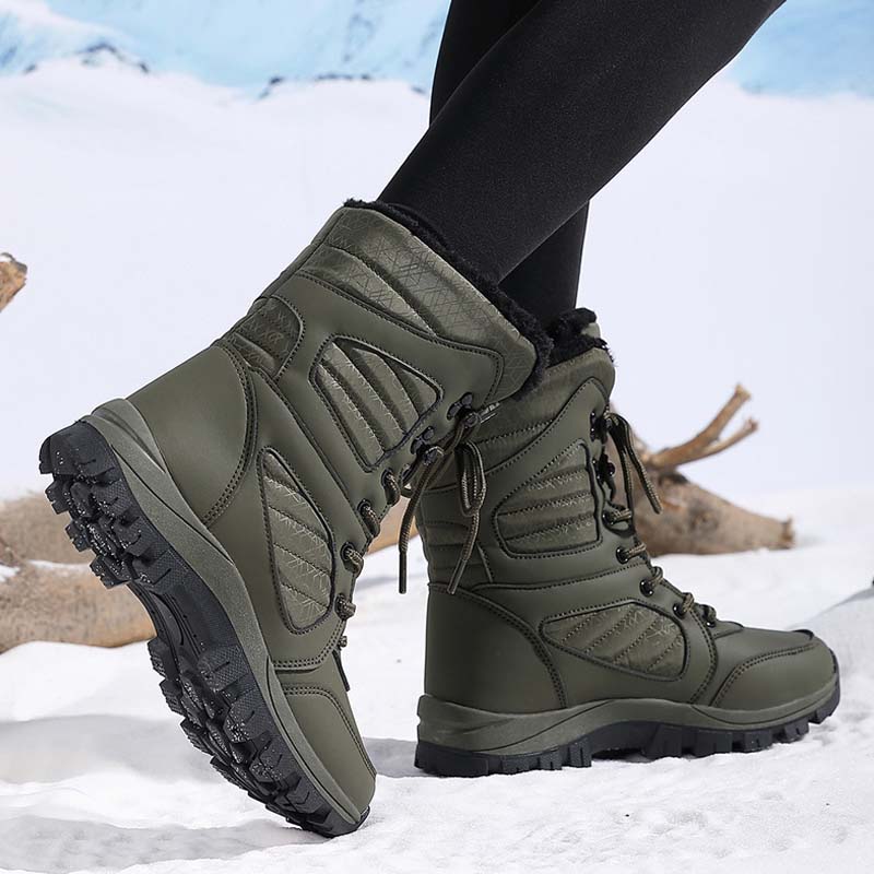 Warme, knöchelhohe Schneestiefel zum Schnüren für Damen