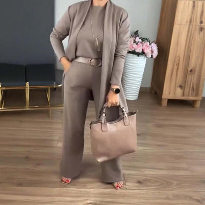 🍁 Neu im Herbst/Winter! | Nur noch 1 Tag: -50 % ⏳ 3-teiliges Set aus Longline-Cardigan, Top & Hose