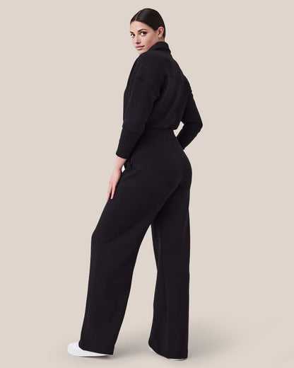 🔥AirEase Weitbein Jumpsuit-👏4-Wege-Stretch, Frontreißverschluss und praktische Taschen!