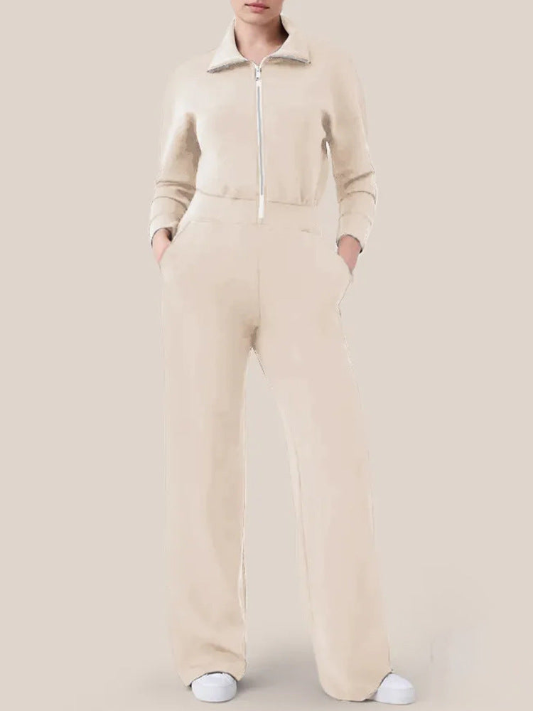 🔥AirEase Weitbein Jumpsuit-👏4-Wege-Stretch, Frontreißverschluss und praktische Taschen!