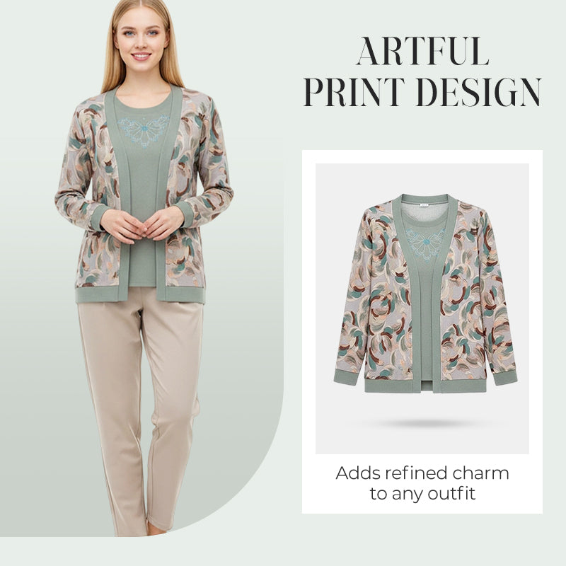 Elegantes 3-teiliges Damen-Set – Strickjacke, Top und Hose für stilvolle Outfits