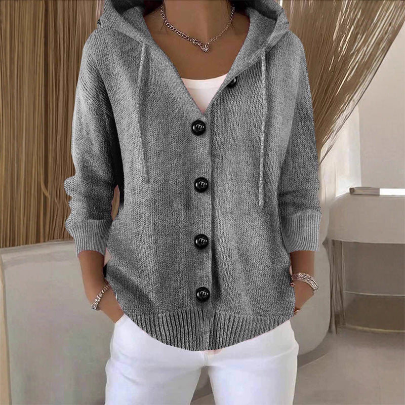 Damen einfarbige Strickjacke mit langen Ärmeln