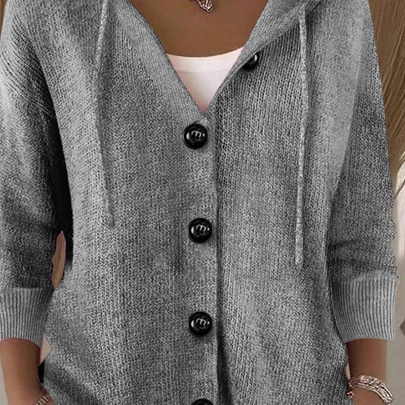 Damen einfarbige Strickjacke mit langen Ärmeln