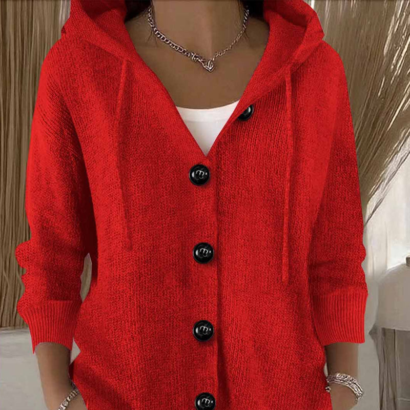Damen einfarbige Strickjacke mit langen Ärmeln