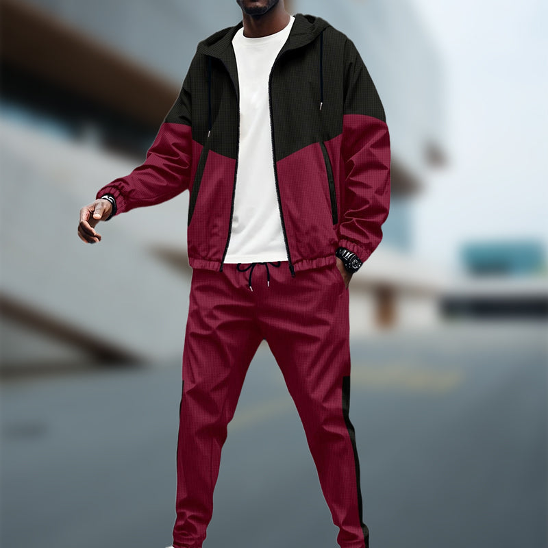 Herren Kontrast Hoodie & Verjüngte Jogginghosen Sport-Set