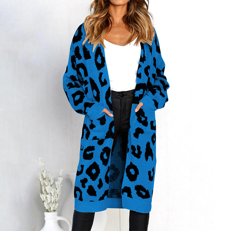 Women's Fashion Leopard Pattern Knit Cardigan