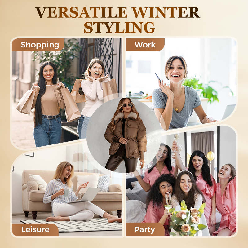 🔥Black-Friday-Mega-Angebot – 50 % Rabatt!🔥Damenmodischer Kurzer Daunenjacke Mit Flauschigem Kragen