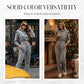 2-teiliges Rippstrick-Langarm-Crop-Top mit Weitbeinhose als abgestimmtes Lounge-Outfit
