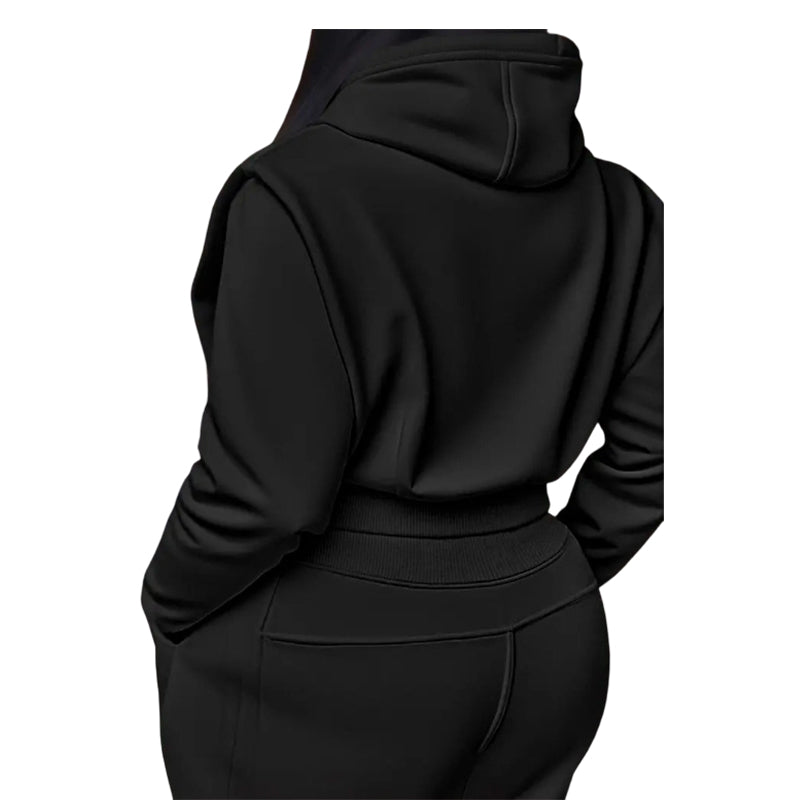 2-teiliges Rippstrick-Langarm-Crop-Top mit Weitbeinhose als abgestimmtes Lounge-Outfit
