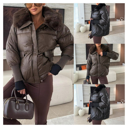 🔥Black-Friday-Mega-Angebot – 50 % Rabatt!🔥Stylische Damen-Pufferjacke mit Kunstfell-Kragen