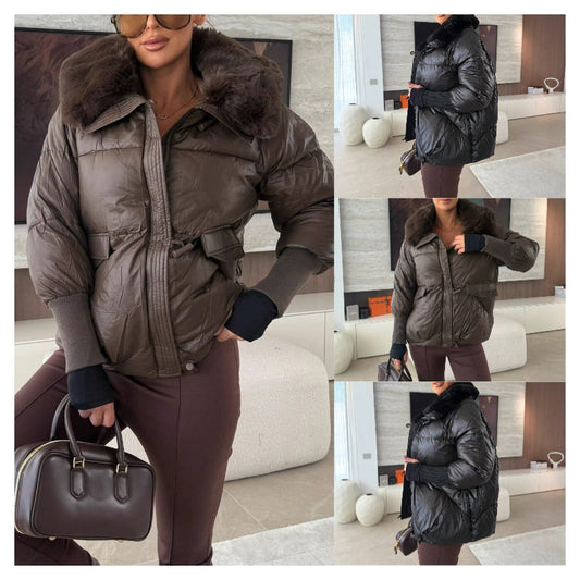 🔥Black-Friday-Mega-Angebot – 50 % Rabatt!🔥Stylische Damen-Pufferjacke mit Kunstfell-Kragen