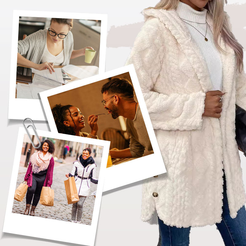 🔥Black-Friday-Mega-Angebot – 50 % Rabatt!🔥Damen warme Jacke mit Kapuze und Rautenmuster