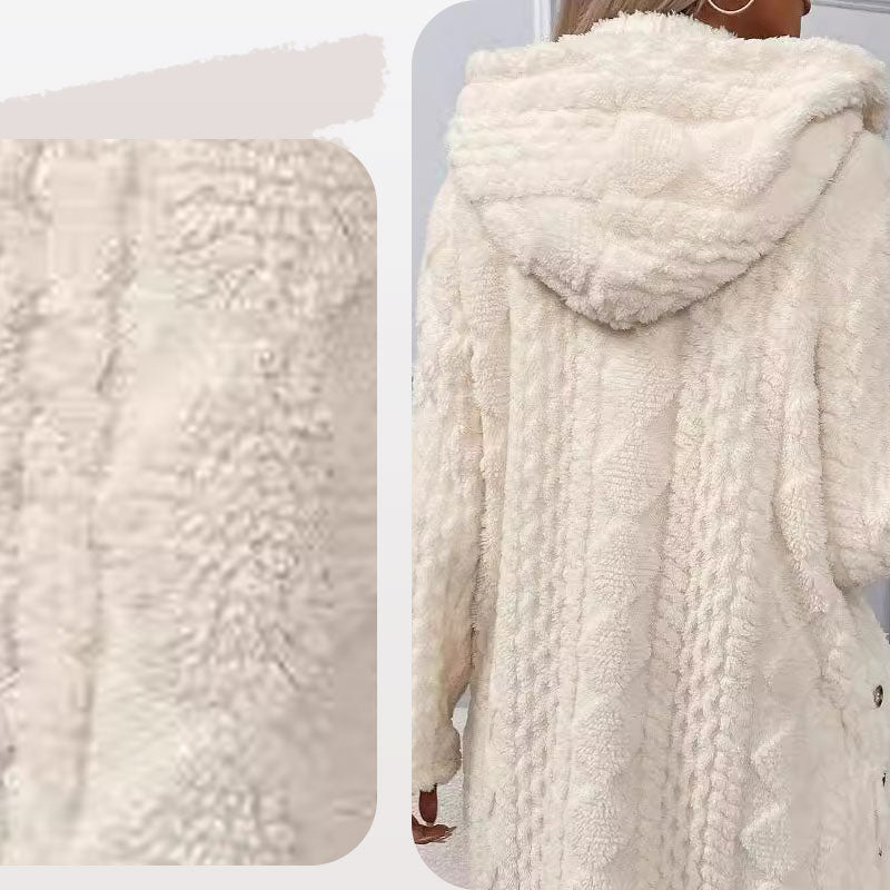 🔥Black-Friday-Mega-Angebot – 50 % Rabatt!🔥Damen warme Jacke mit Kapuze und Rautenmuster