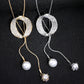 Long Faux Pearl Pendant Sweater Chain Necklace