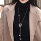 Long Faux Pearl Pendant Sweater Chain Necklace