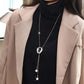 Long Faux Pearl Pendant Sweater Chain Necklace