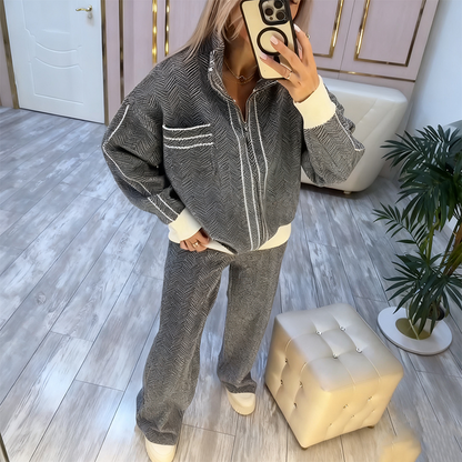 🔥Black-Friday-Mega-Angebot – 50 % Rabatt!🔥Modisches 2-teiliges Set aus Jacke und Hose für Damen