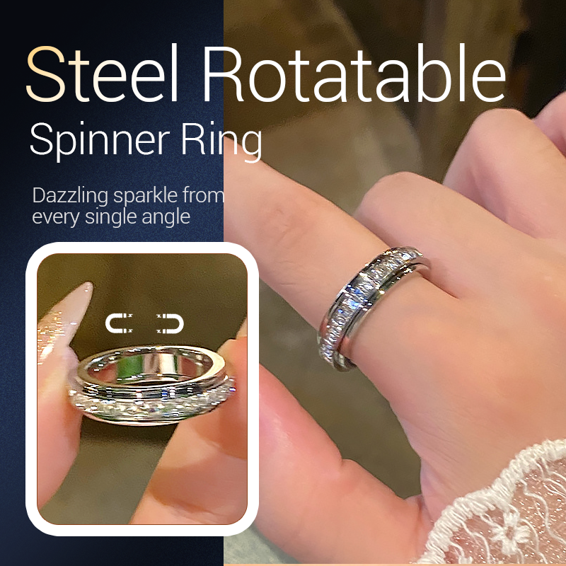 💖Black-Friday-Mega-Angebot – 50 % Rabatt!💖Drehbarer Spinner-Ring aus Titanstahl mit Zirkonia