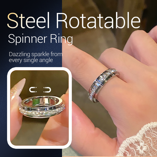 💖Black-Friday-Mega-Angebot – 50 % Rabatt!💖Drehbarer Spinner-Ring aus Titanstahl mit Zirkonia