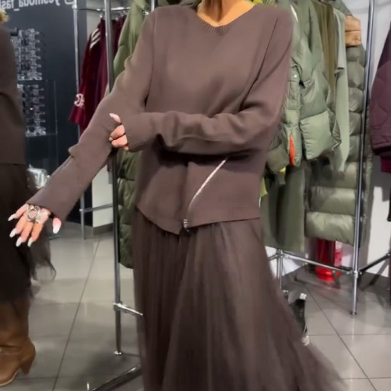 💖Black-Friday-Mega-Angebot – 50 % Rabatt!💖Damen-Strickoberteil & Tüll-Netzkleid-Set🚀Versandkostenfrei