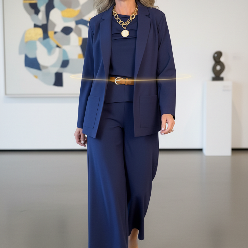 ✨🎅Weihnachtsangebote – Nur für kurze Zeit!⏰Damen Anzug (3-teilig) mit Blazer, weiter Hose und Top