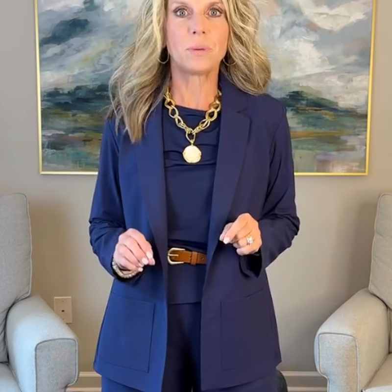 ✨🎅Weihnachtsangebote – Nur für kurze Zeit!⏰Damen Anzug (3-teilig) mit Blazer, weiter Hose und Top